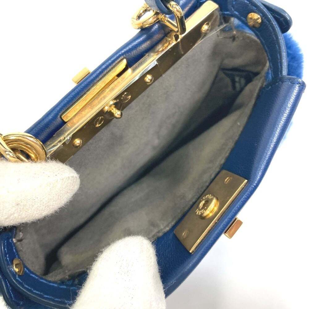 FENDI Blue Leather Peekaboo Shoulder Bag - Picture 4 of 12